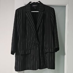 Elegant Black and White Striped Blazer